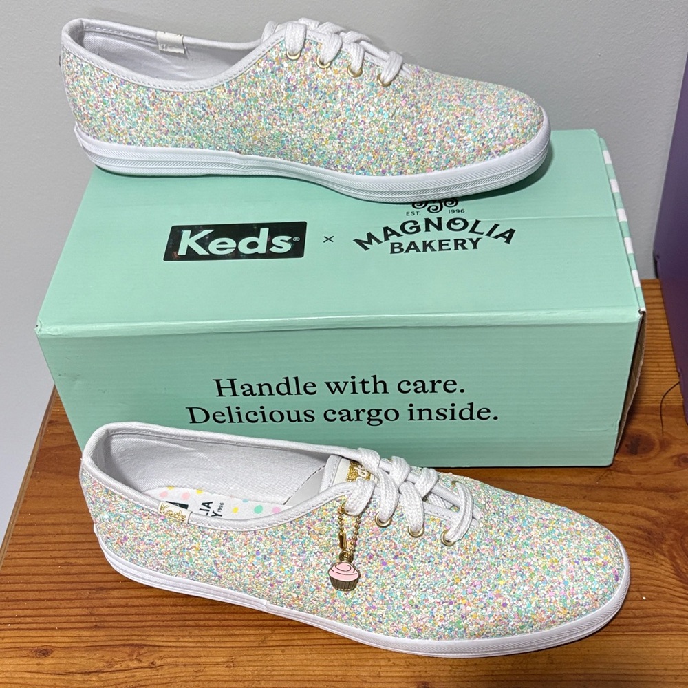NWT Keds Glitter Sneakers - White and Multicolor Sparkles